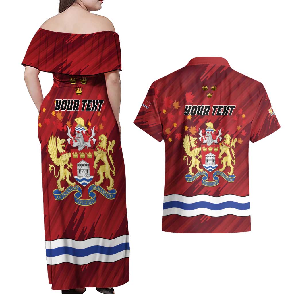 Personalised Kingston Couples Matching Off Shoulder Maxi Dress and Hawaiian Shirt Antiquitate Civilitate Humanitate