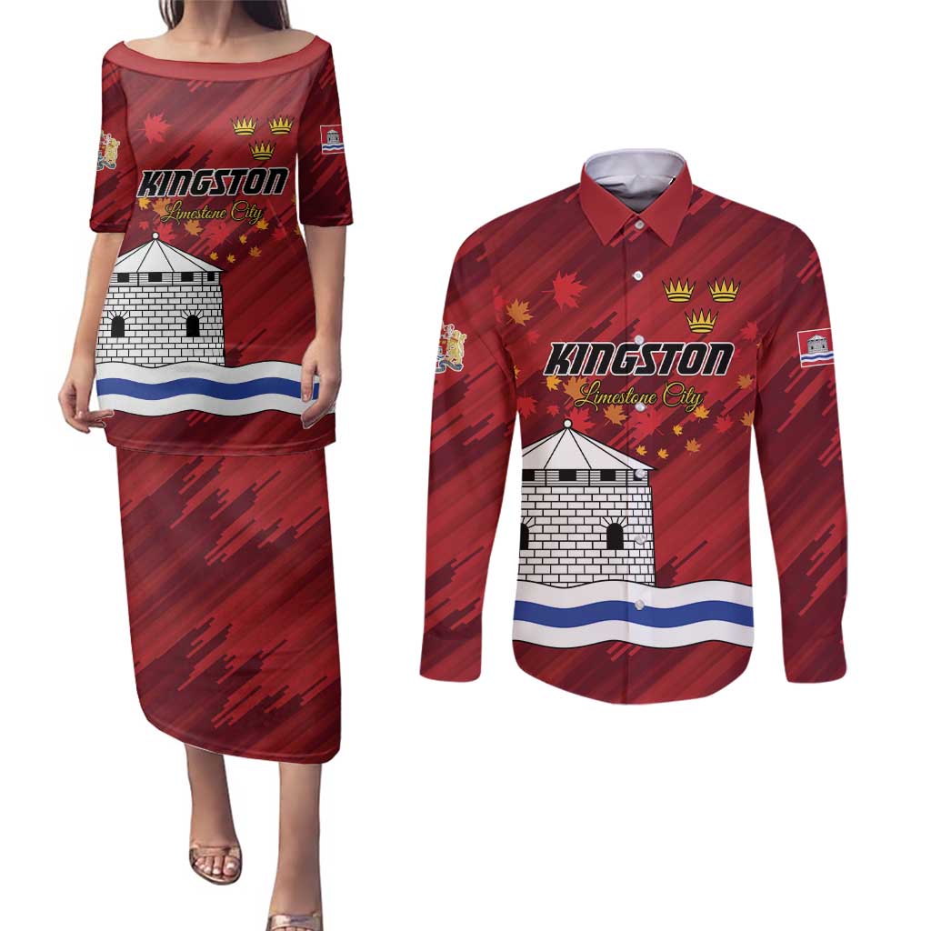 Personalised Kingston Couples Matching Puletasi and Long Sleeve Button Shirt Antiquitate Civilitate Humanitate