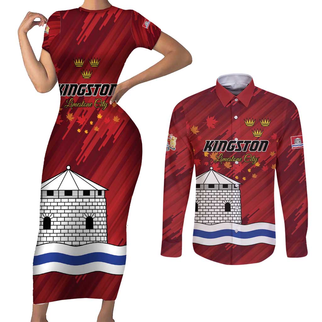Personalised Kingston Couples Matching Short Sleeve Bodycon Dress and Long Sleeve Button Shirt Antiquitate Civilitate Humanitate