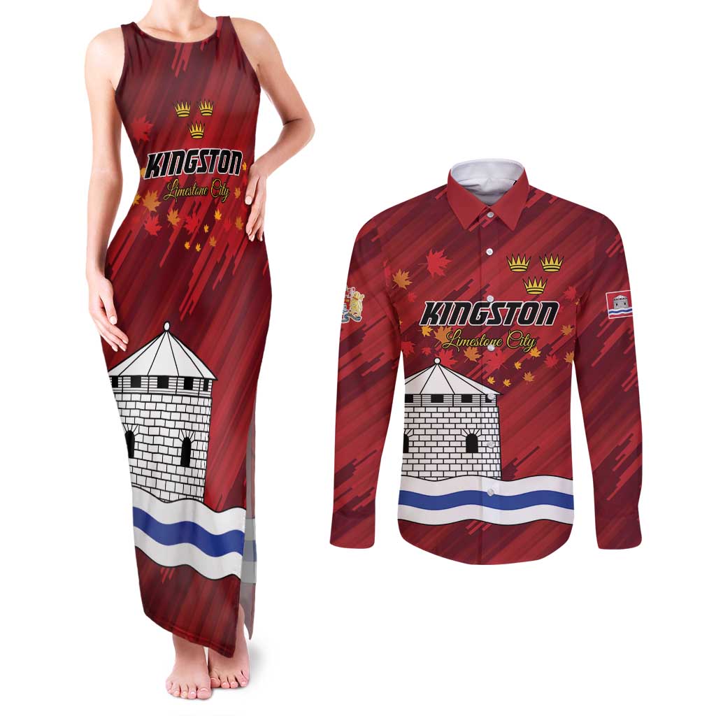 Personalised Kingston Couples Matching Tank Maxi Dress and Long Sleeve Button Shirt Antiquitate Civilitate Humanitate