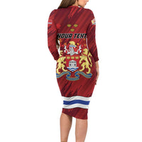 Personalised Kingston Family Matching Long Sleeve Bodycon Dress and Hawaiian Shirt Antiquitate Civilitate Humanitate