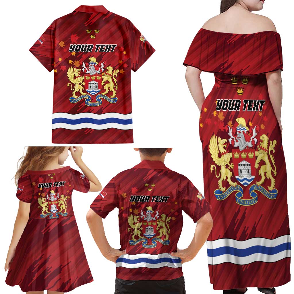 Personalised Kingston Family Matching Off Shoulder Maxi Dress and Hawaiian Shirt Antiquitate Civilitate Humanitate
