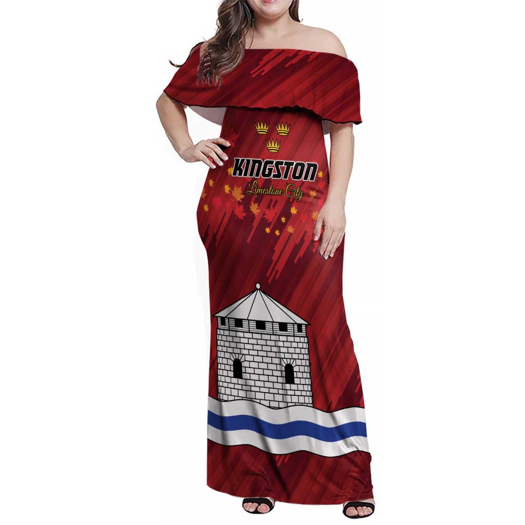 Personalised Kingston Family Matching Off Shoulder Maxi Dress and Hawaiian Shirt Antiquitate Civilitate Humanitate