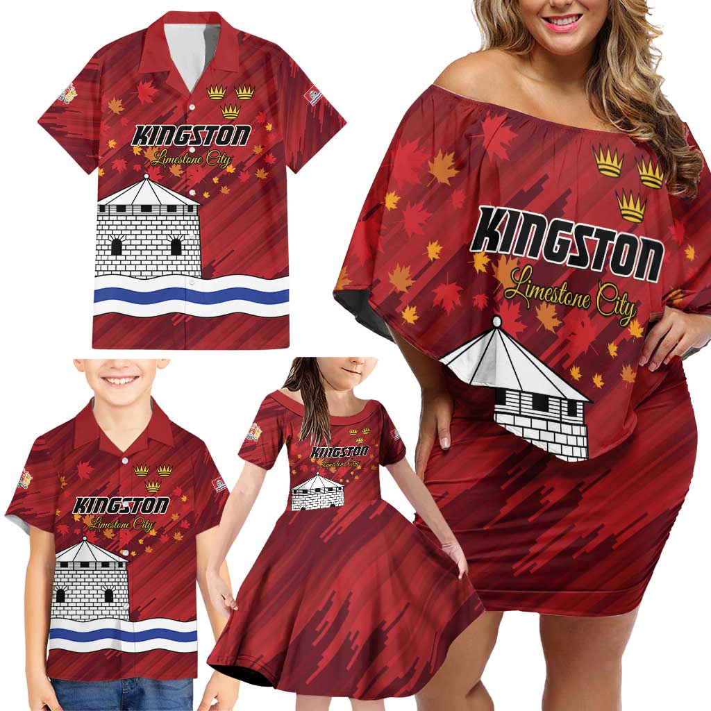 Personalised Kingston Family Matching Off Shoulder Short Dress and Hawaiian Shirt Antiquitate Civilitate Humanitate