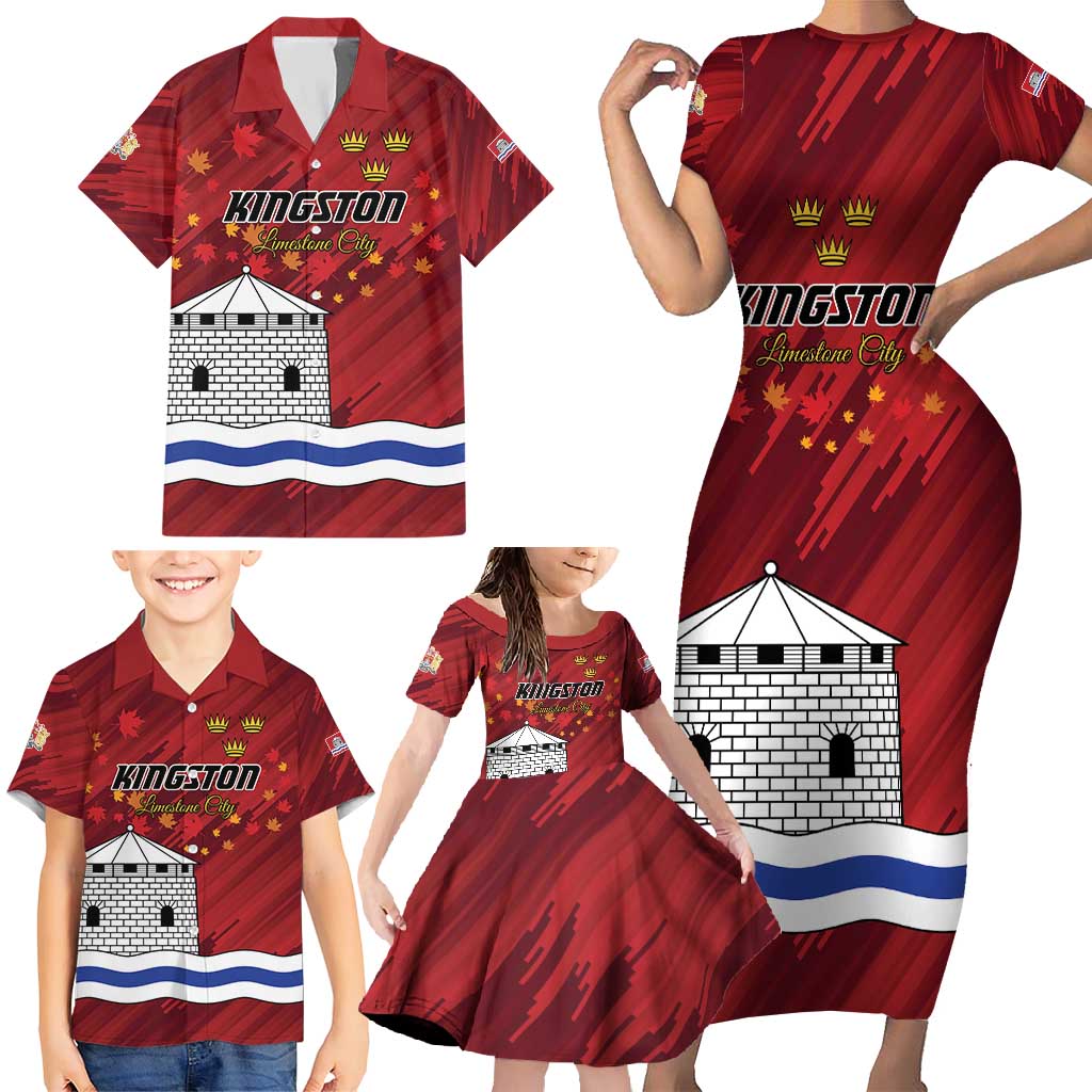 Personalised Kingston Family Matching Short Sleeve Bodycon Dress and Hawaiian Shirt Antiquitate Civilitate Humanitate