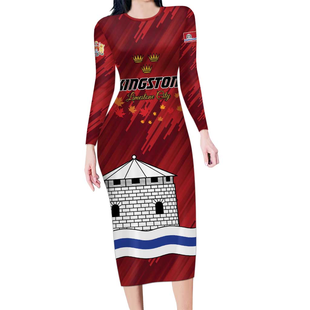 Personalised Kingston Long Sleeve Bodycon Dress Antiquitate Civilitate Humanitate