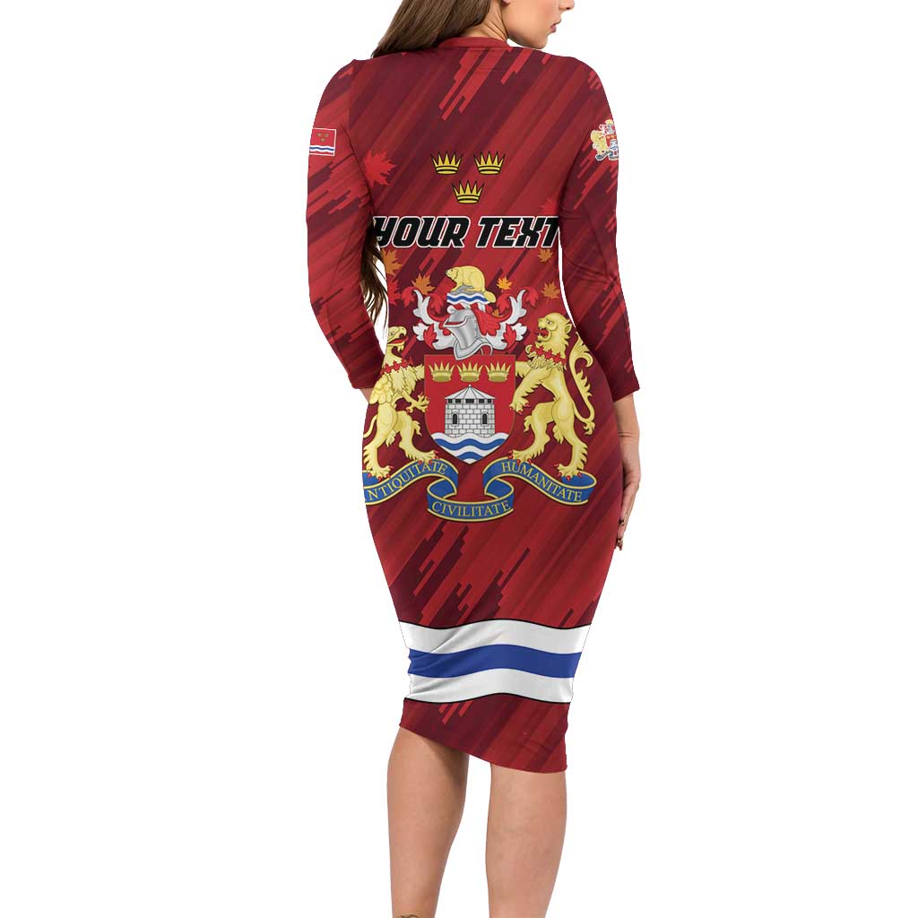Personalised Kingston Long Sleeve Bodycon Dress Antiquitate Civilitate Humanitate