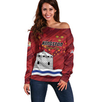 Personalised Kingston Off Shoulder Sweater Antiquitate Civilitate Humanitate