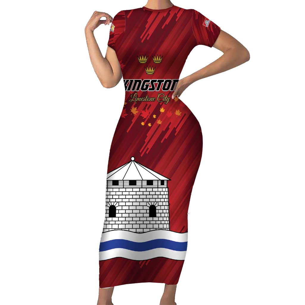 Personalised Kingston Short Sleeve Bodycon Dress Antiquitate Civilitate Humanitate