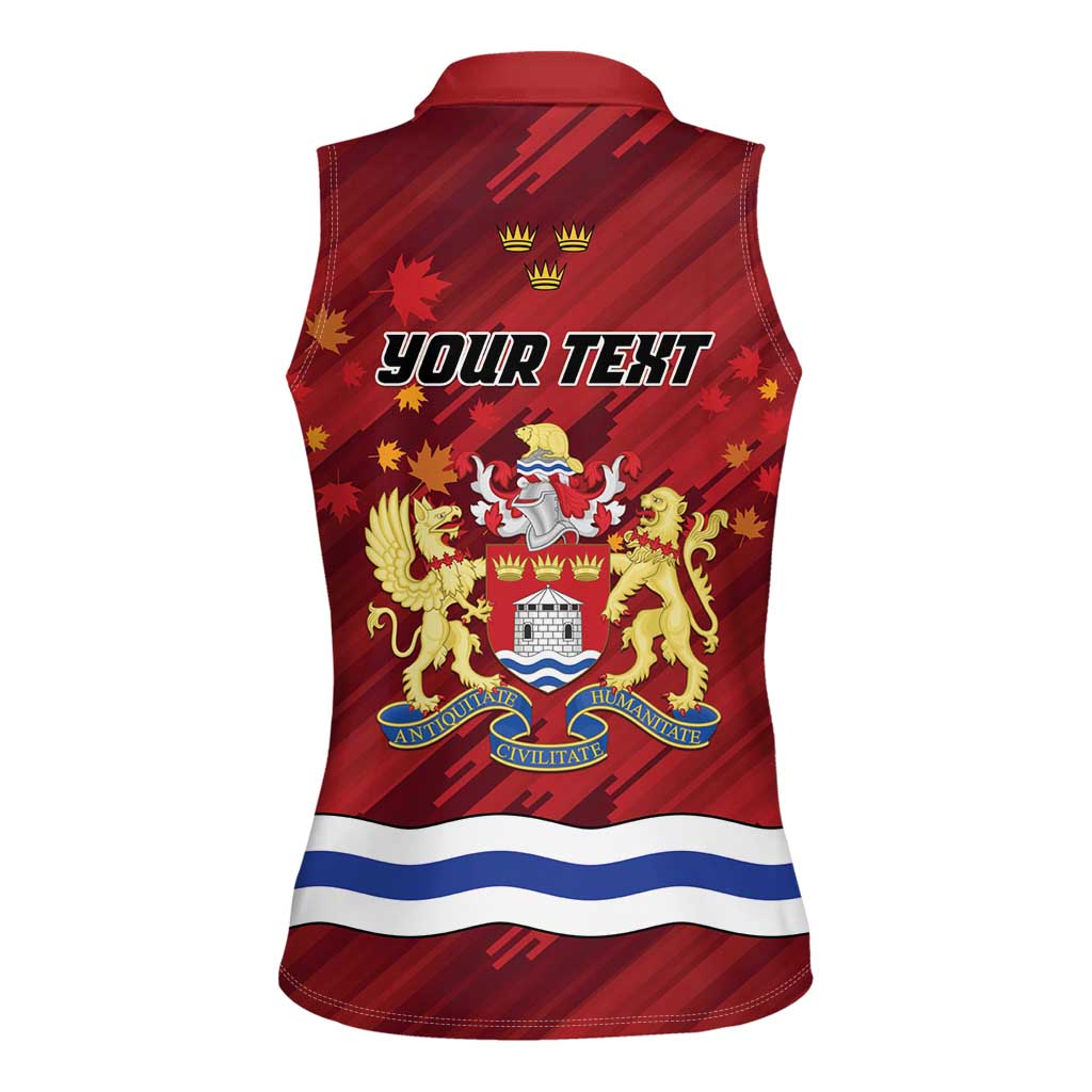 Personalised Kingston Women Sleeveless Polo Shirt Antiquitate Civilitate Humanitate