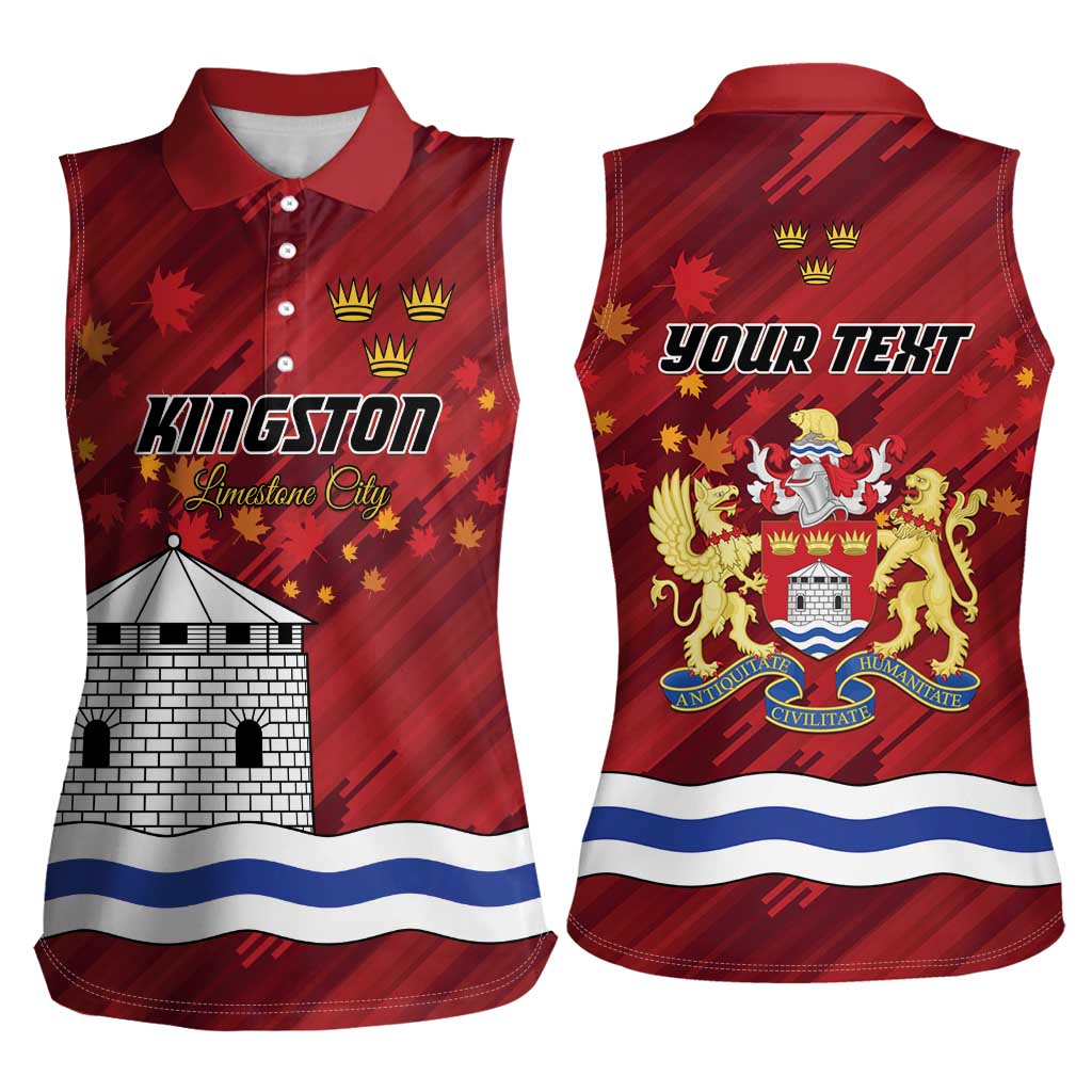 Personalised Kingston Women Sleeveless Polo Shirt Antiquitate Civilitate Humanitate