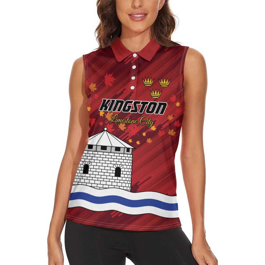 Personalised Kingston Women Sleeveless Polo Shirt Antiquitate Civilitate Humanitate