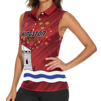 Personalised Kingston Women Sleeveless Polo Shirt Antiquitate Civilitate Humanitate