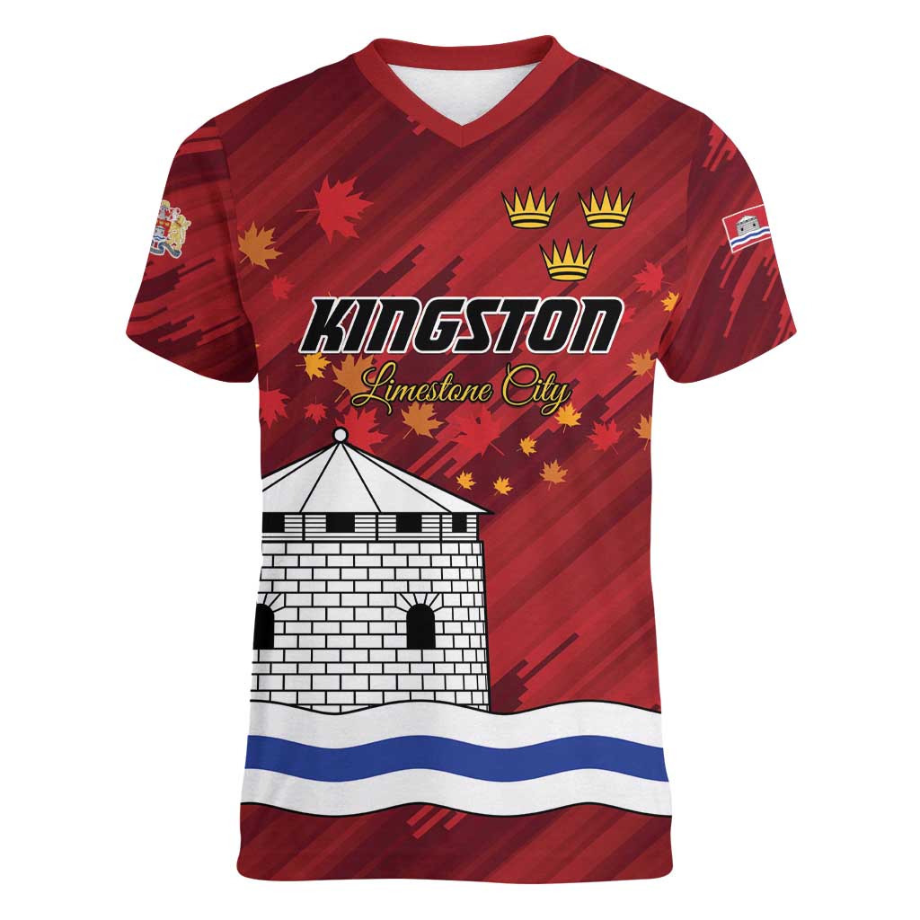 Personalised Kingston Women V-Neck T-Shirt Antiquitate Civilitate Humanitate