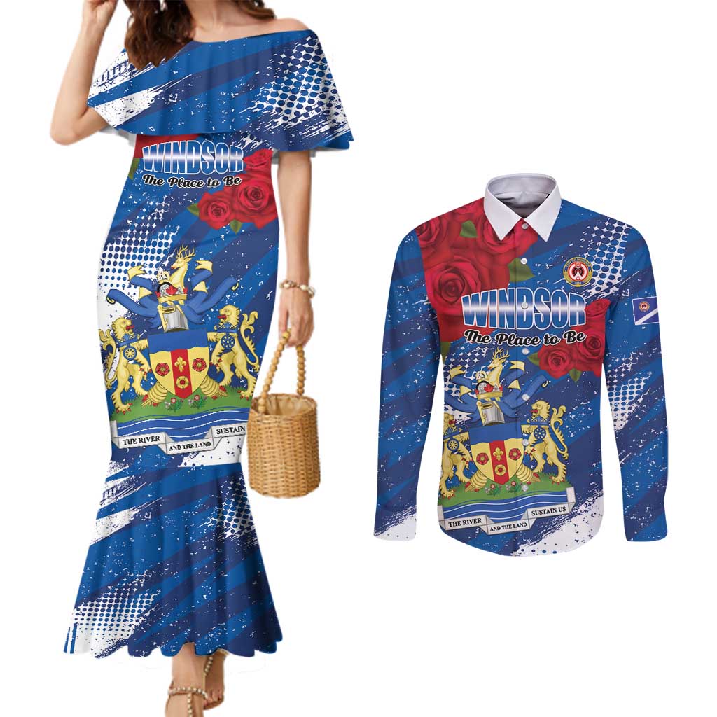 Personalised Windsor Couples Matching Mermaid Dress and Long Sleeve Button Shirt The City of Roses