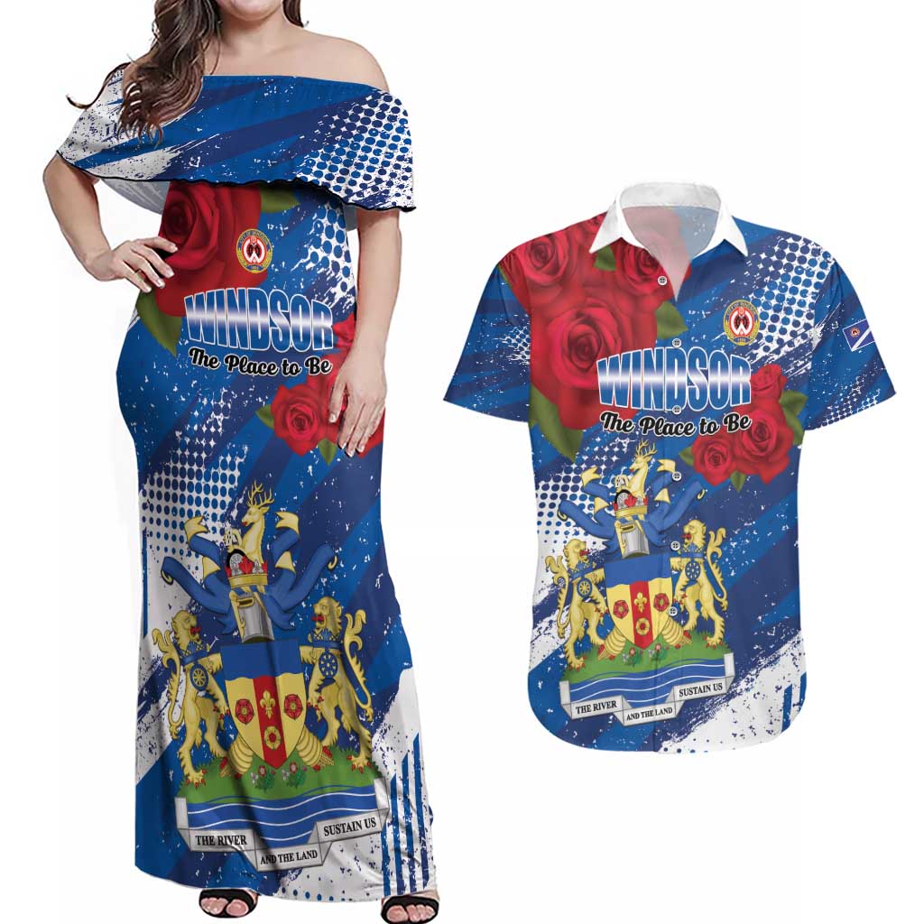 Personalised Windsor Couples Matching Off Shoulder Maxi Dress and Hawaiian Shirt The City of Roses