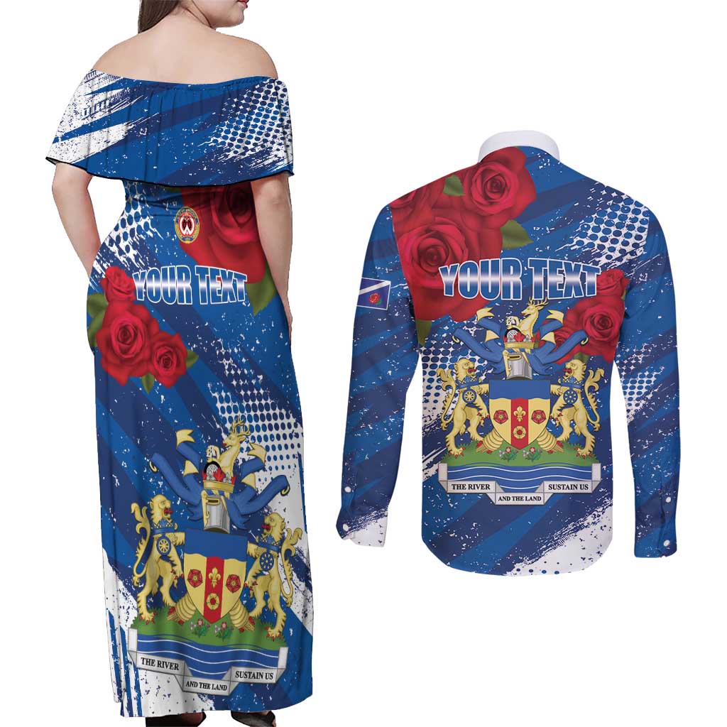 Personalised Windsor Couples Matching Off Shoulder Maxi Dress and Long Sleeve Button Shirt The City of Roses