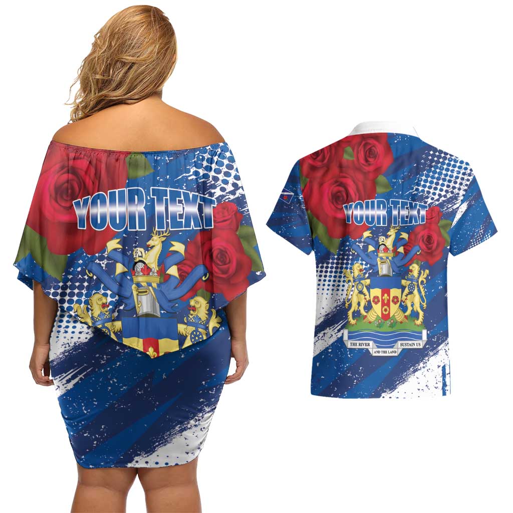 Personalised Windsor Couples Matching Off Shoulder Short Dress and Hawaiian Shirt The City of Roses