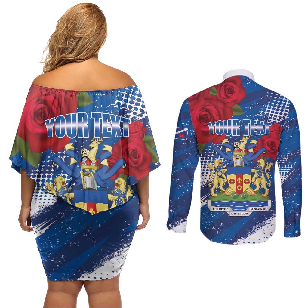 Personalised Windsor Couples Matching Off Shoulder Short Dress and Long Sleeve Button Shirt The City of Roses