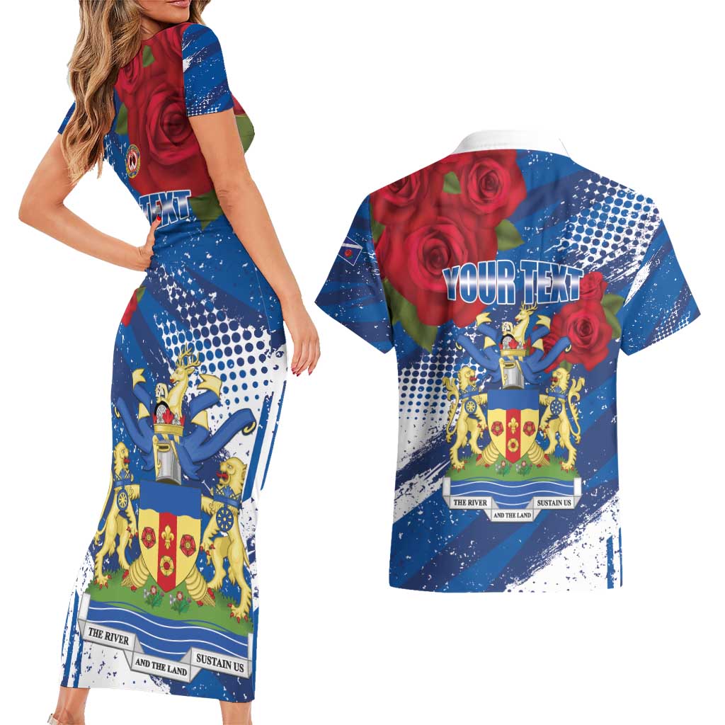 Personalised Windsor Couples Matching Short Sleeve Bodycon Dress and Hawaiian Shirt The City of Roses