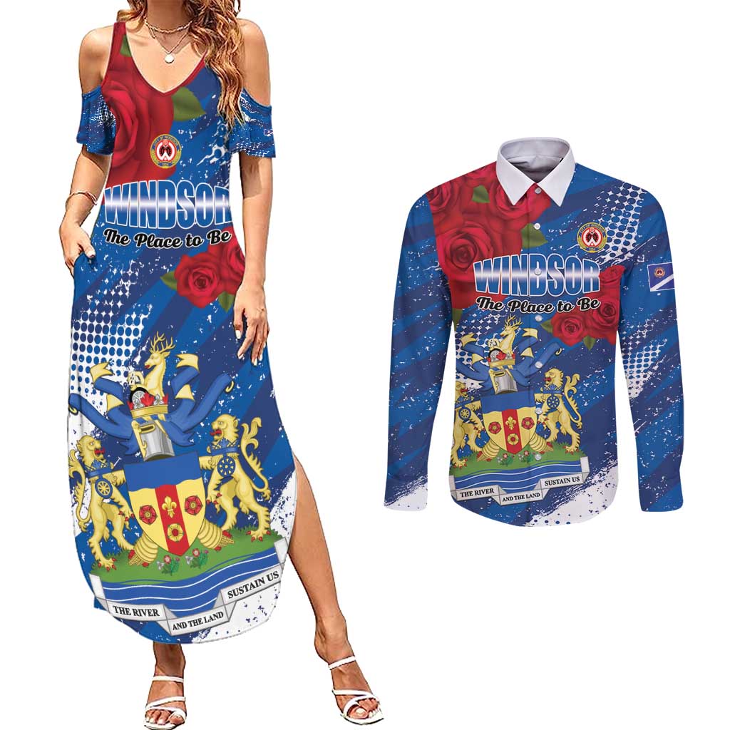 Personalised Windsor Couples Matching Summer Maxi Dress and Long Sleeve Button Shirt The City of Roses