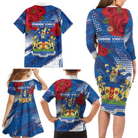 Personalised Windsor Family Matching Long Sleeve Bodycon Dress and Hawaiian Shirt The City of Roses