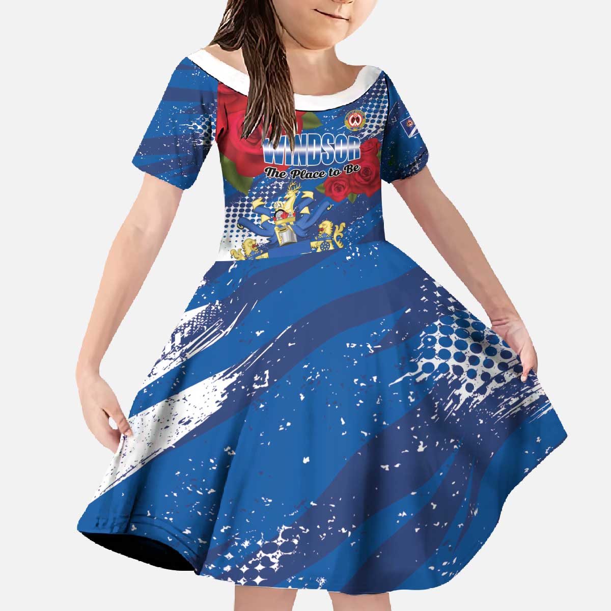 Personalised Windsor Family Matching Off The Shoulder Long Sleeve Dress and Hawaiian Shirt The City of Roses
