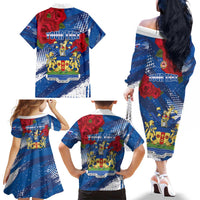Personalised Windsor Family Matching Off The Shoulder Long Sleeve Dress and Hawaiian Shirt The City of Roses