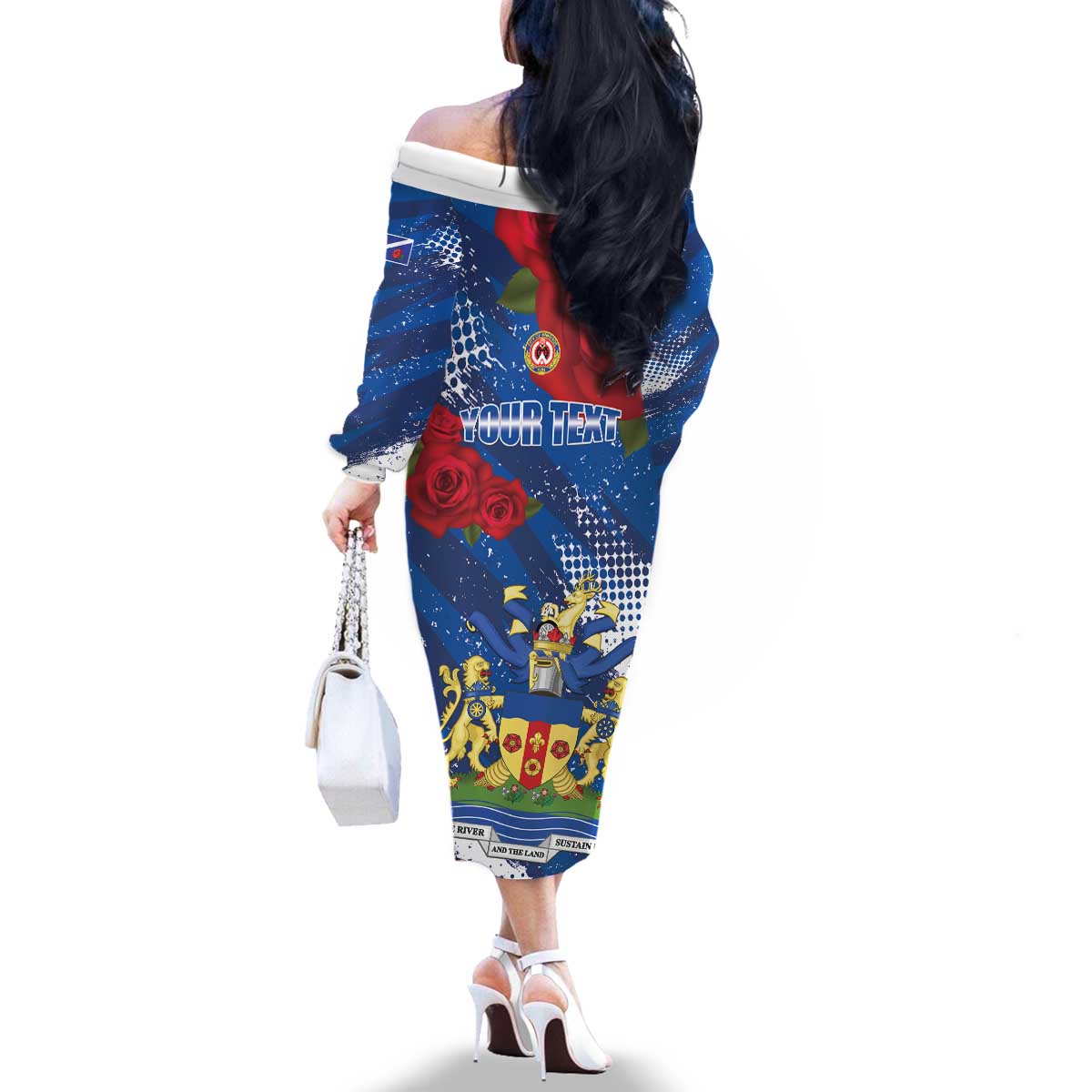 Personalised Windsor Family Matching Off The Shoulder Long Sleeve Dress and Hawaiian Shirt The City of Roses