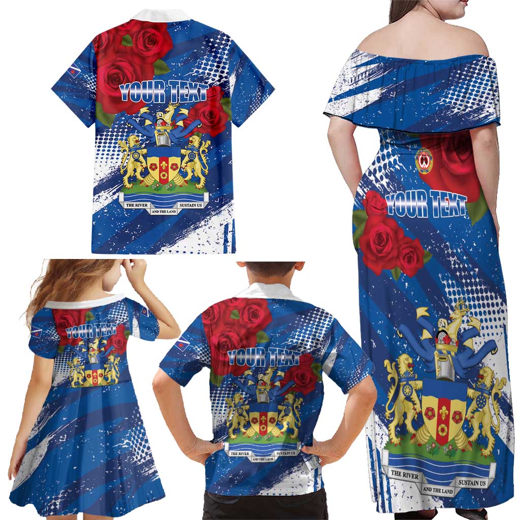 Personalised Windsor Family Matching Off Shoulder Maxi Dress and Hawaiian Shirt The City of Roses