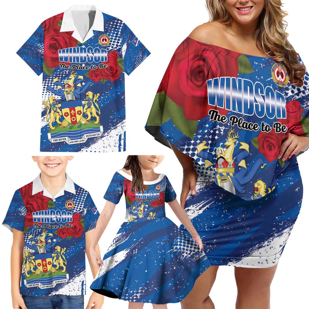 Personalised Windsor Family Matching Off Shoulder Short Dress and Hawaiian Shirt The City of Roses