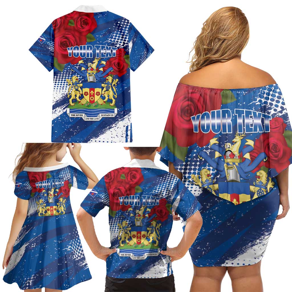Personalised Windsor Family Matching Off Shoulder Short Dress and Hawaiian Shirt The City of Roses