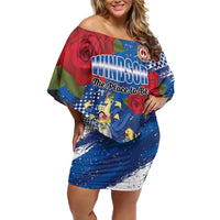 Personalised Windsor Family Matching Off Shoulder Short Dress and Hawaiian Shirt The City of Roses