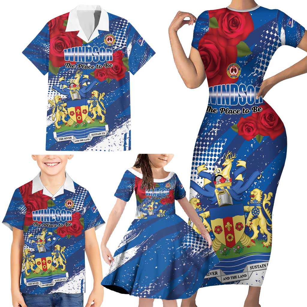Personalised Windsor Family Matching Short Sleeve Bodycon Dress and Hawaiian Shirt The City of Roses