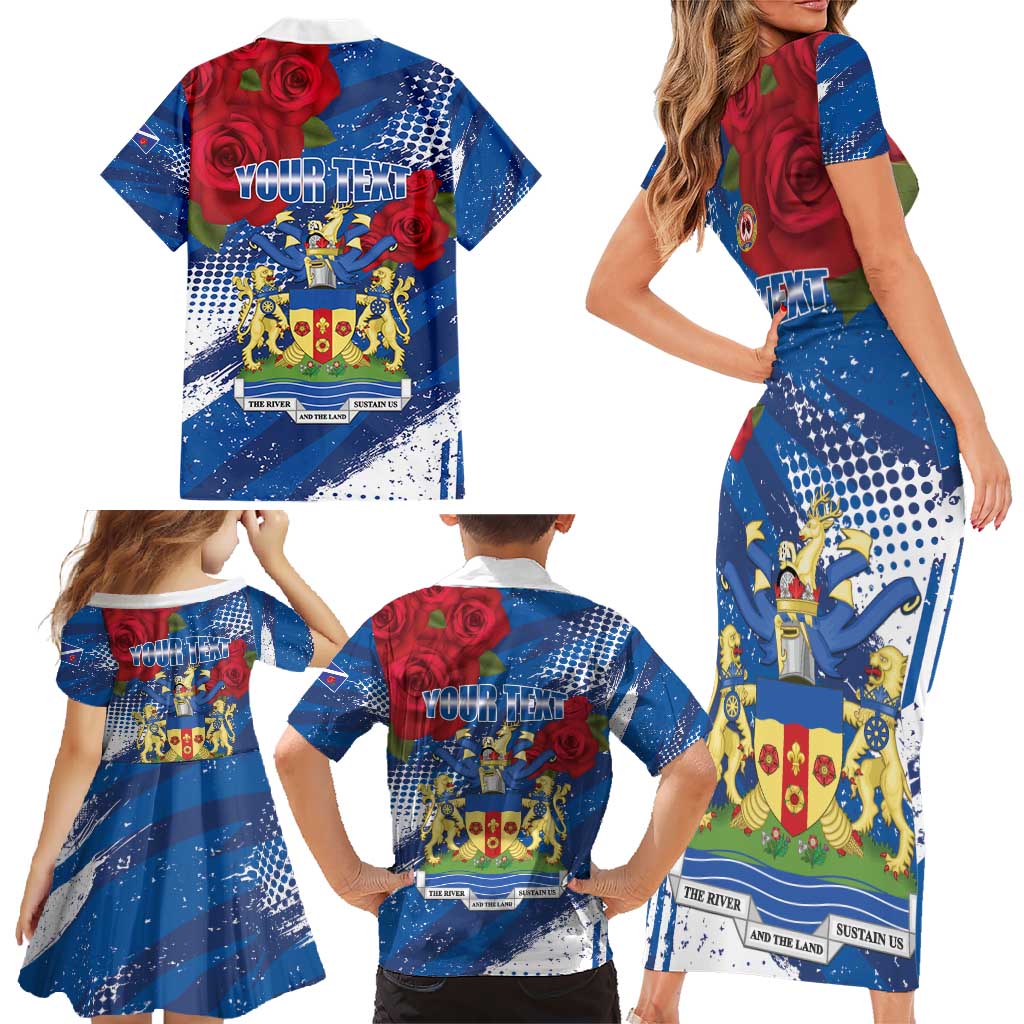 Personalised Windsor Family Matching Short Sleeve Bodycon Dress and Hawaiian Shirt The City of Roses