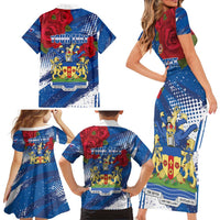 Personalised Windsor Family Matching Short Sleeve Bodycon Dress and Hawaiian Shirt The City of Roses