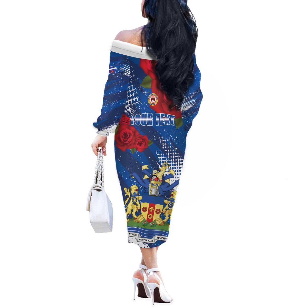 Personalised Windsor Off The Shoulder Long Sleeve Dress The City of Roses
