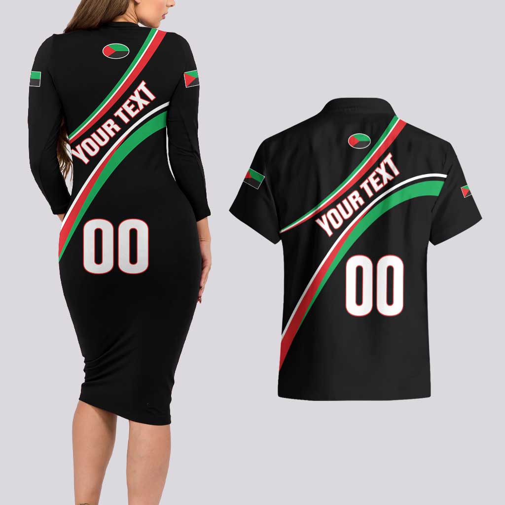 Custom Martinique Rugby Couples Matching Long Sleeve Bodycon Dress and Hawaiian Shirt Matinik Go Champions