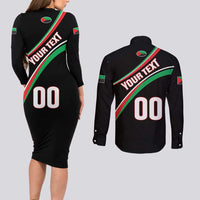 Custom Martinique Rugby Couples Matching Long Sleeve Bodycon Dress and Long Sleeve Button Shirt Matinik Go Champions