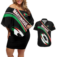Custom Martinique Rugby Couples Matching Off Shoulder Short Dress and Hawaiian Shirt Matinik Go Champions