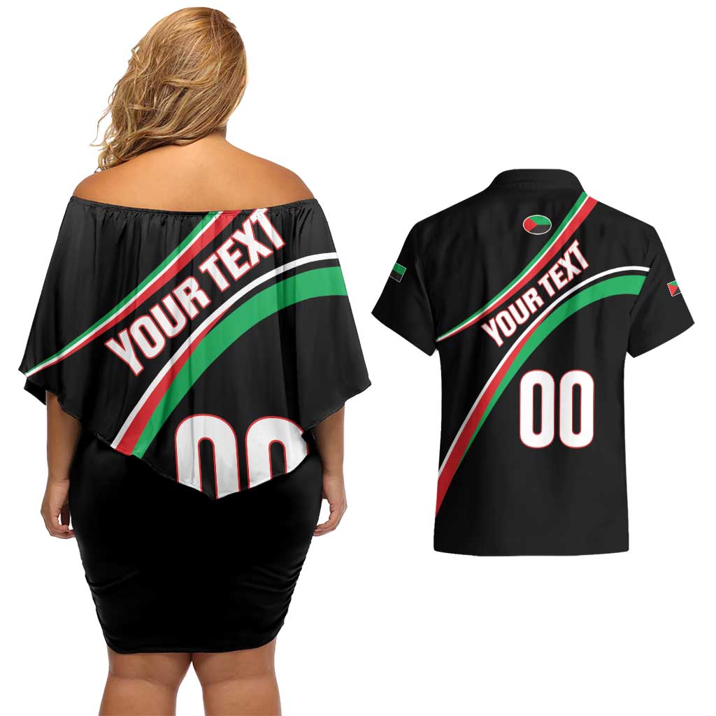 Custom Martinique Rugby Couples Matching Off Shoulder Short Dress and Hawaiian Shirt Matinik Go Champions