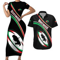 Custom Martinique Rugby Couples Matching Short Sleeve Bodycon Dress and Hawaiian Shirt Matinik Go Champions