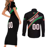 Custom Martinique Rugby Couples Matching Short Sleeve Bodycon Dress and Long Sleeve Button Shirt Matinik Go Champions