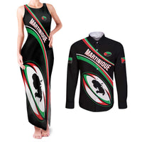 Custom Martinique Rugby Couples Matching Tank Maxi Dress and Long Sleeve Button Shirt Matinik Go Champions