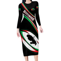 Custom Martinique Rugby Family Matching Long Sleeve Bodycon Dress and Hawaiian Shirt Matinik Go Champions