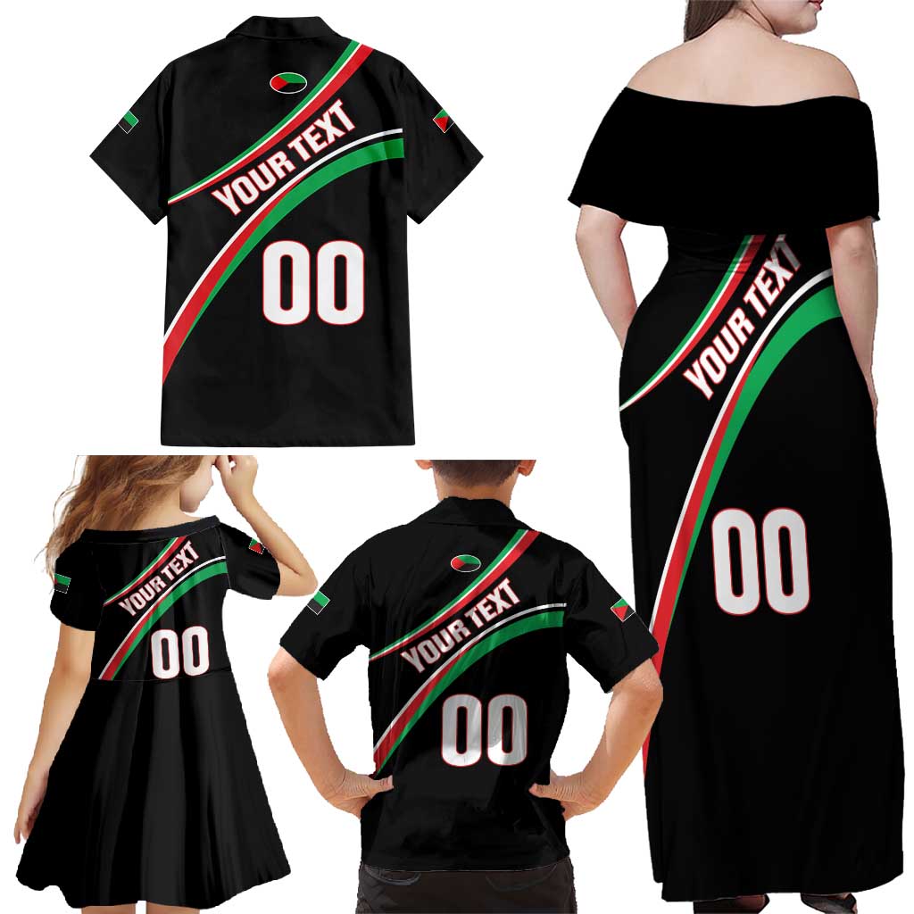 Custom Martinique Rugby Family Matching Off Shoulder Maxi Dress and Hawaiian Shirt Matinik Go Champions