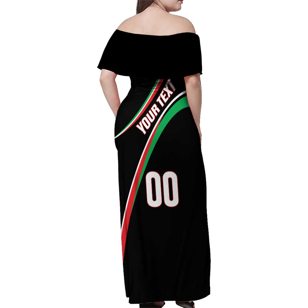 Custom Martinique Rugby Family Matching Off Shoulder Maxi Dress and Hawaiian Shirt Matinik Go Champions