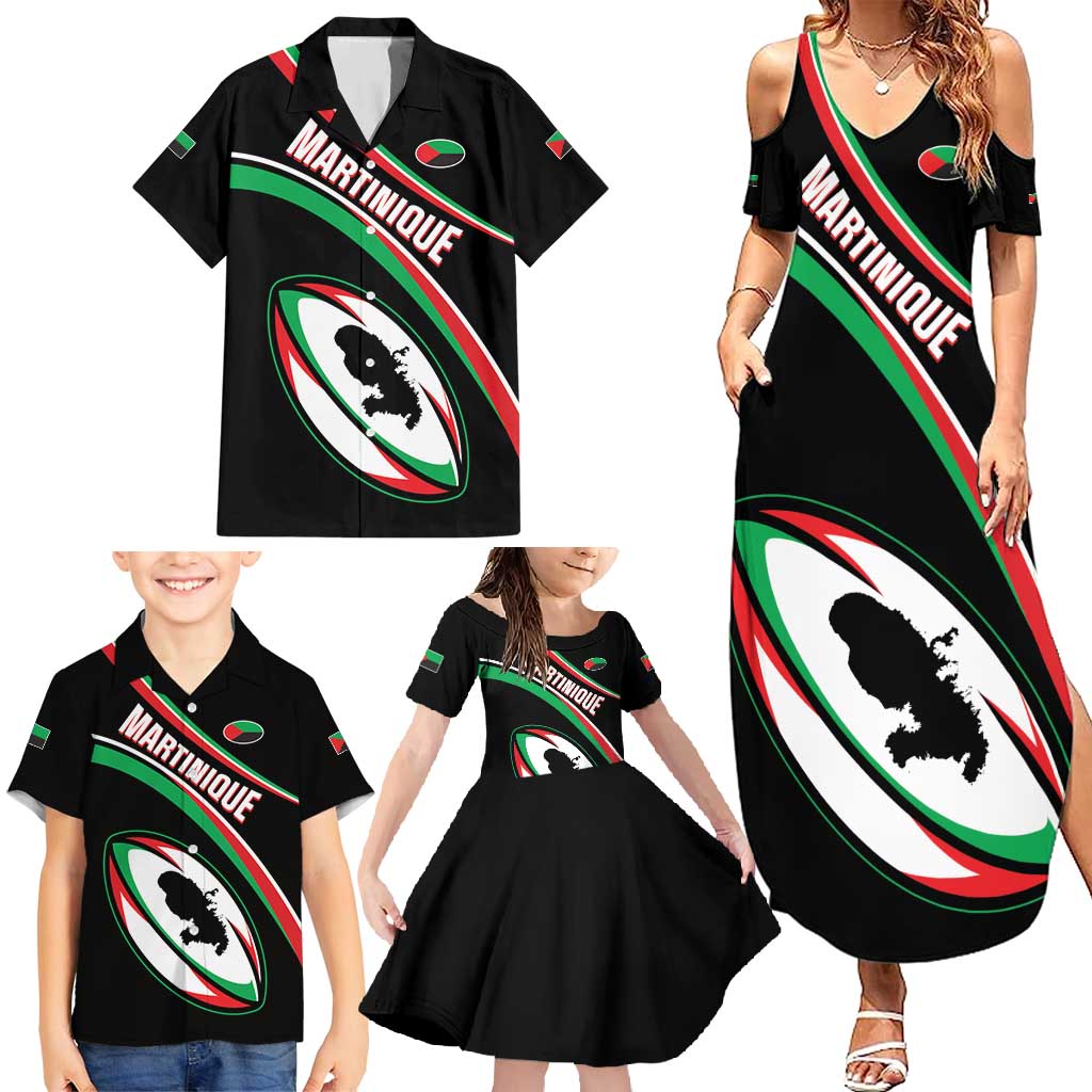 Custom Martinique Rugby Family Matching Summer Maxi Dress and Hawaiian Shirt Matinik Go Champions