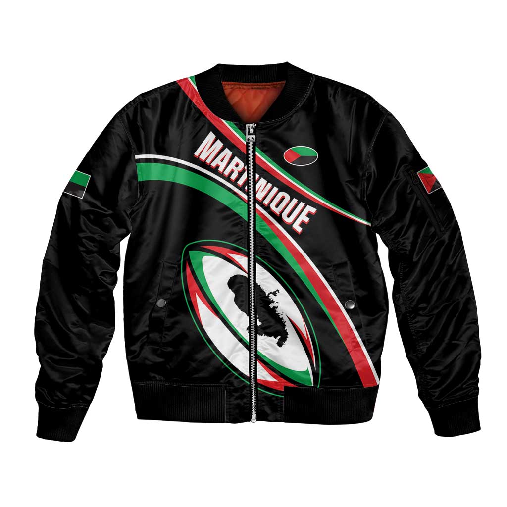 Custom Martinique Rugby Sleeve Zip Bomber Jacket Matinik Go Champions