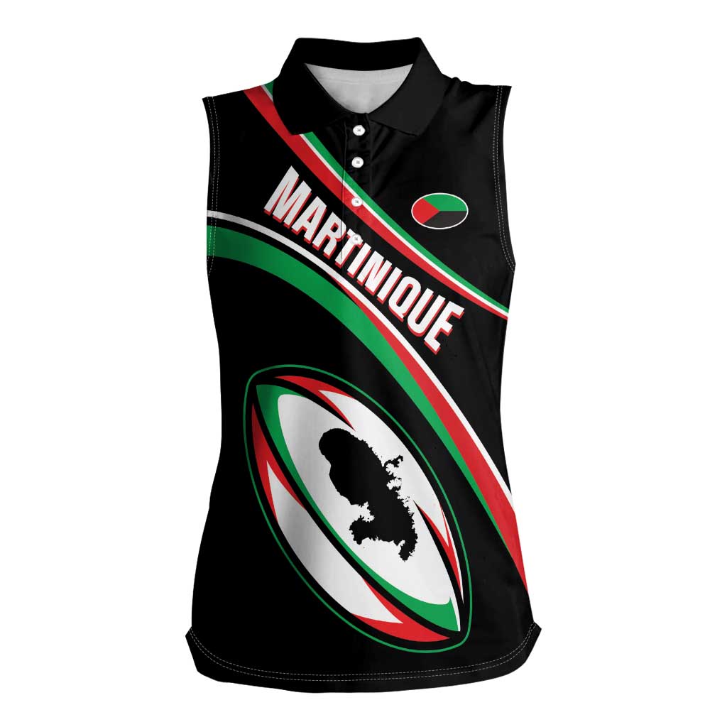 Custom Martinique Rugby Women Sleeveless Polo Shirt Matinik Go Champions
